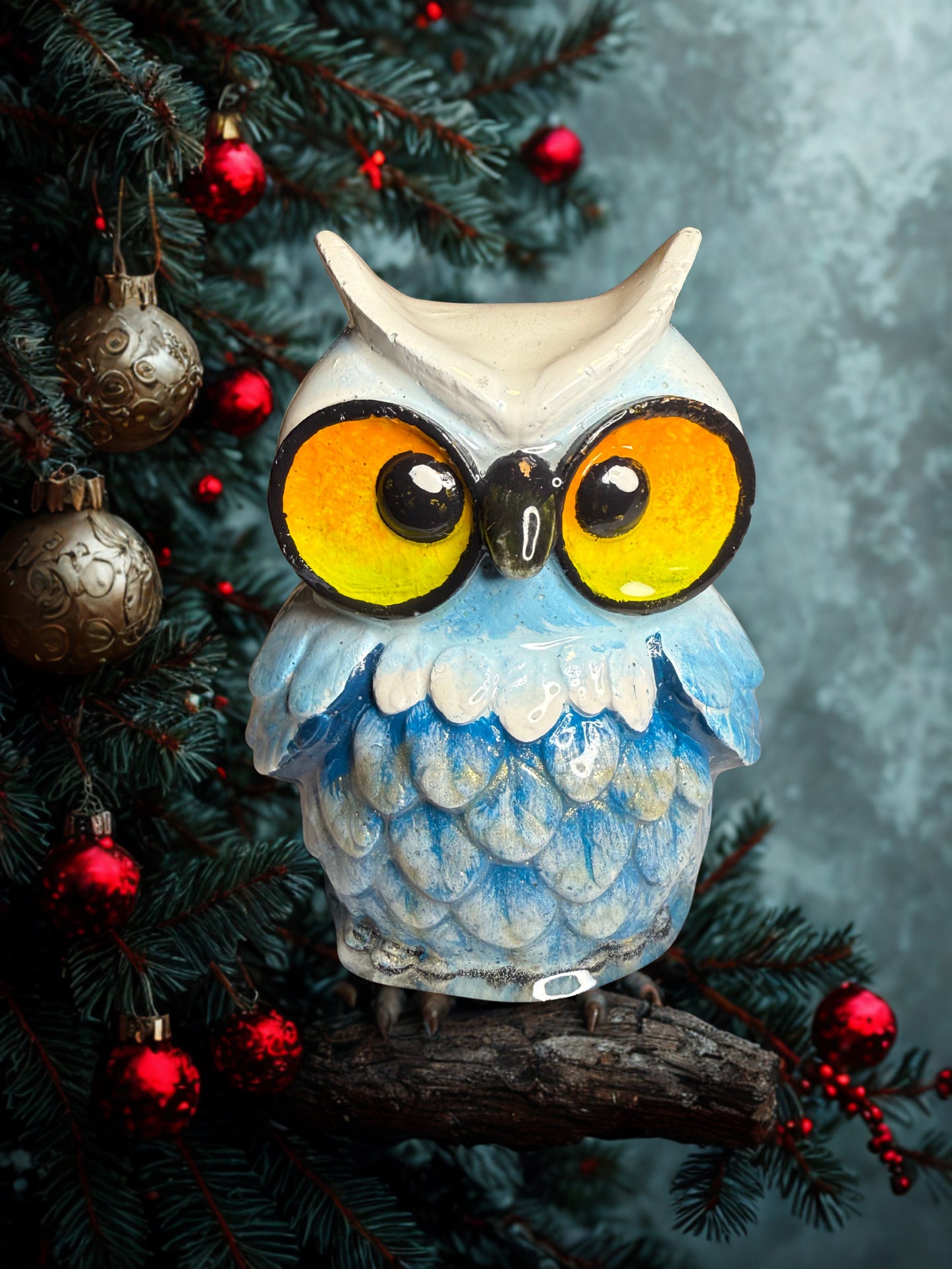 Whimsical Winter Owl Decor | Handcrafted Cement Bird | Owl Lover Gift |mothers day gift