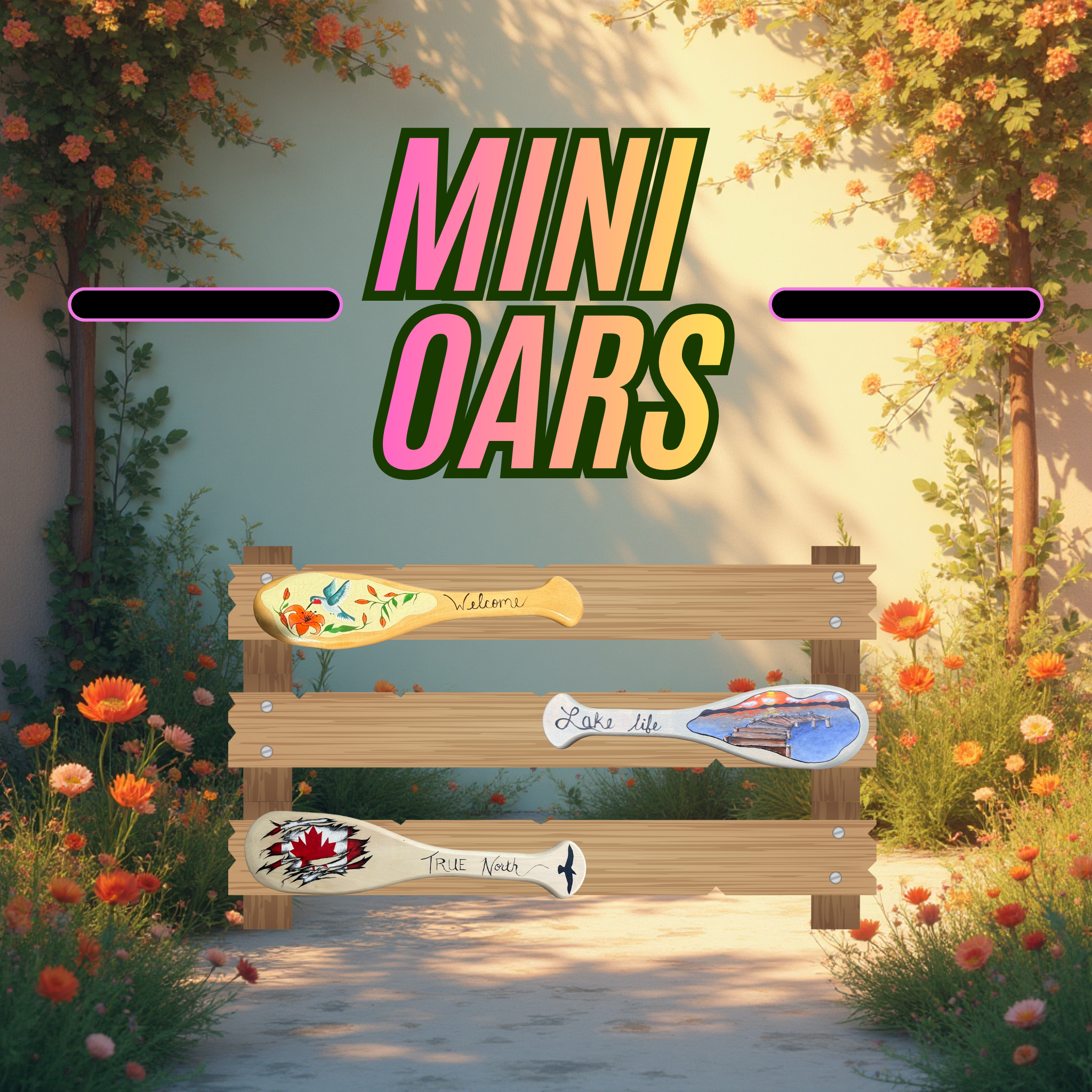 Hand-Painted Mini Wooden Oars Collection 🛶🎨 Rustic Lake House & Cabin Decor