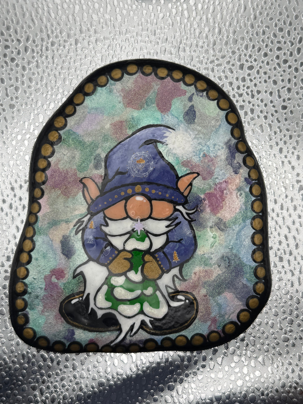 Holiday Gnome Hand Painted Rock
