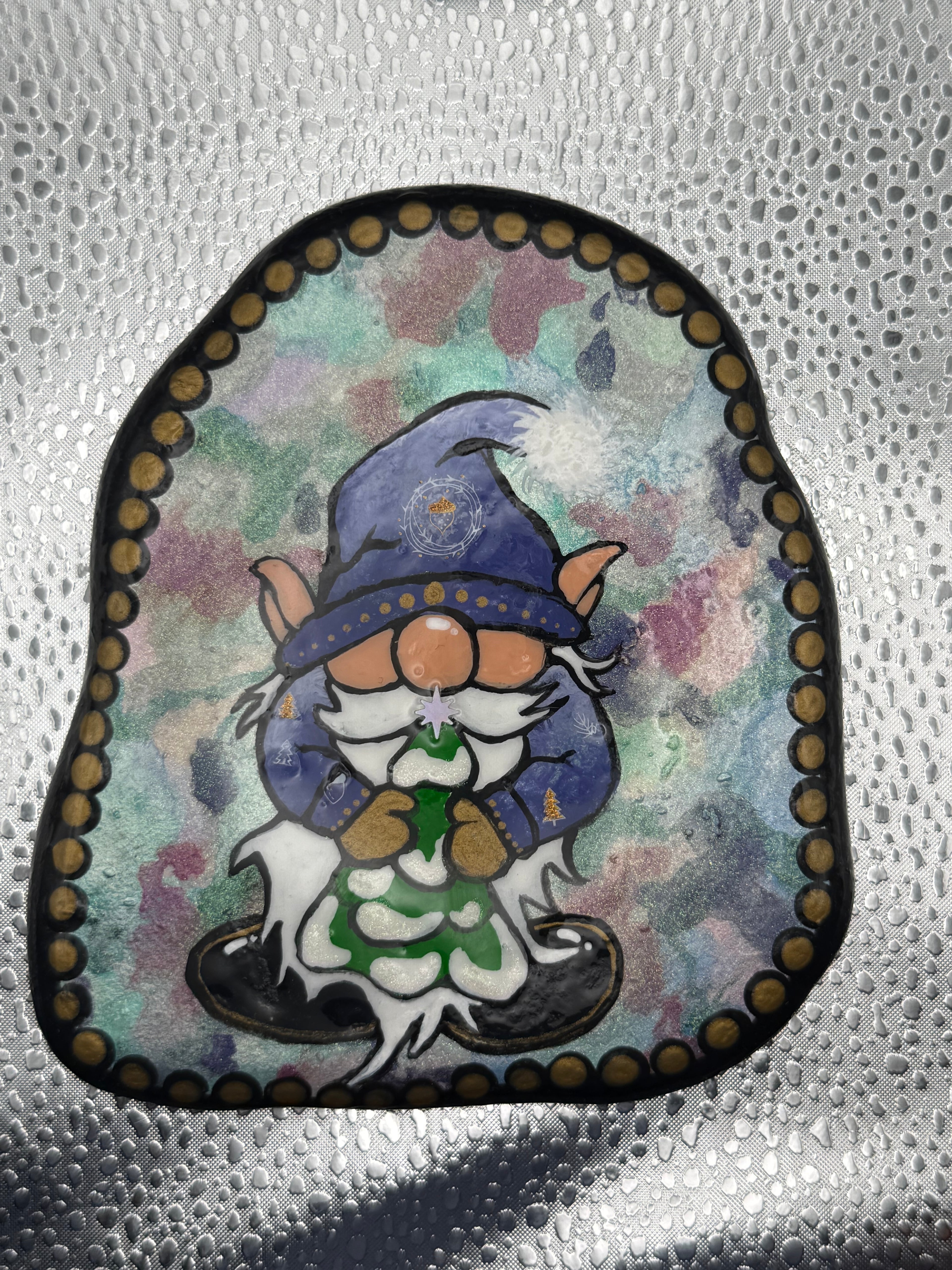 Holiday Gnome Hand Painted Rock