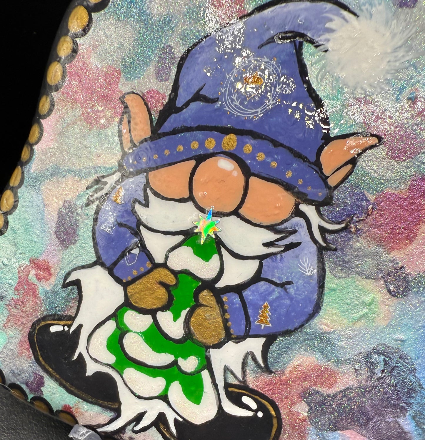 Holiday Gnome Hand Painted Rock