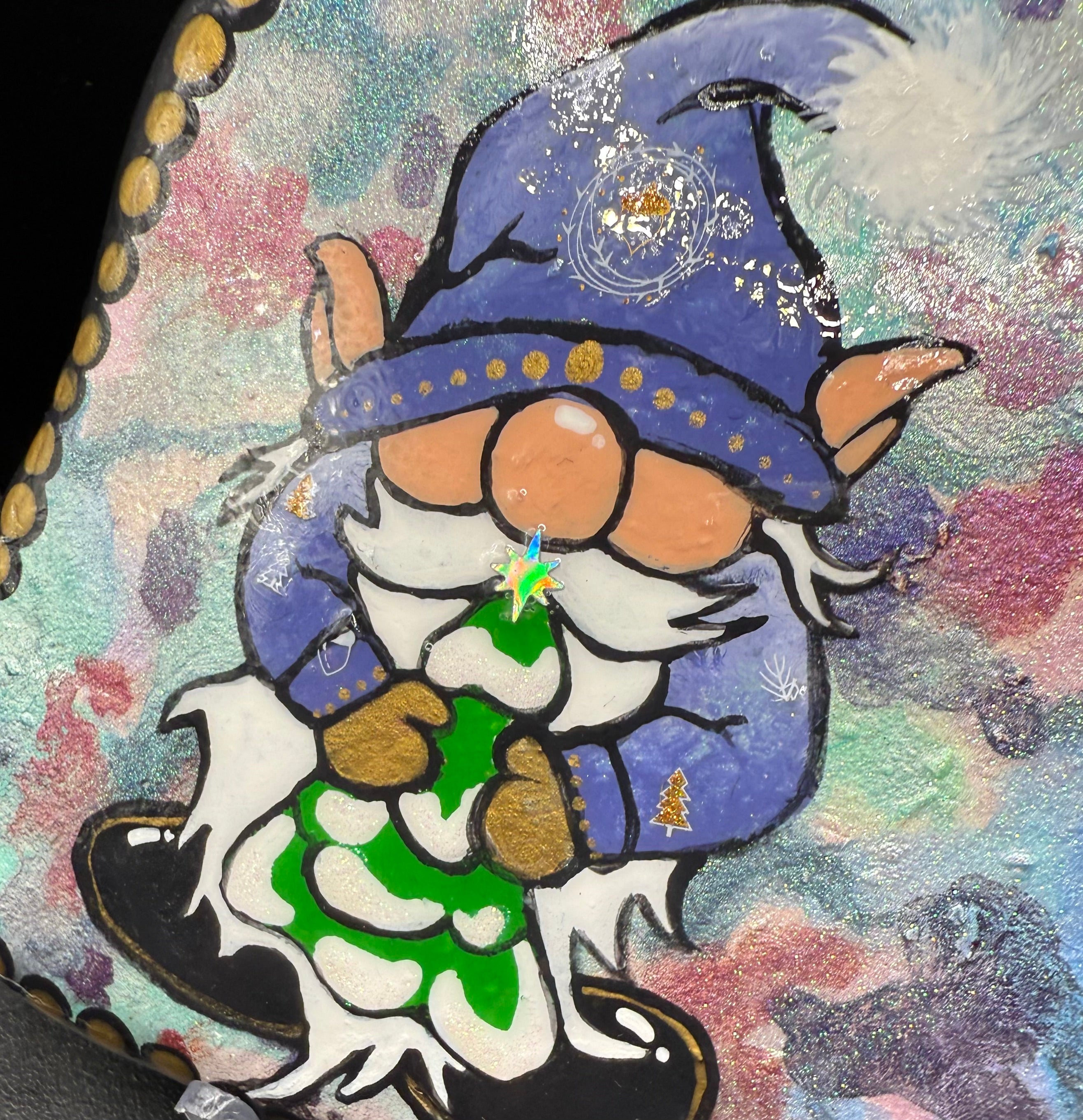Hand-Painted Holiday Gnome Stone – Unique Holiday Gift