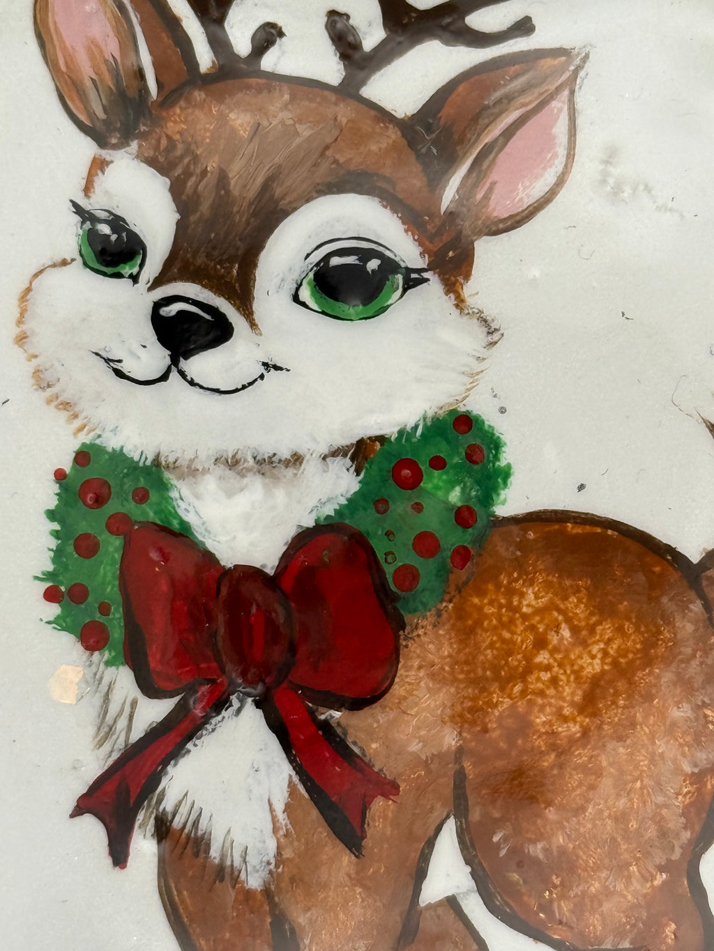 Holiday Wreath Deer : Medium Hand-Painted Stone!