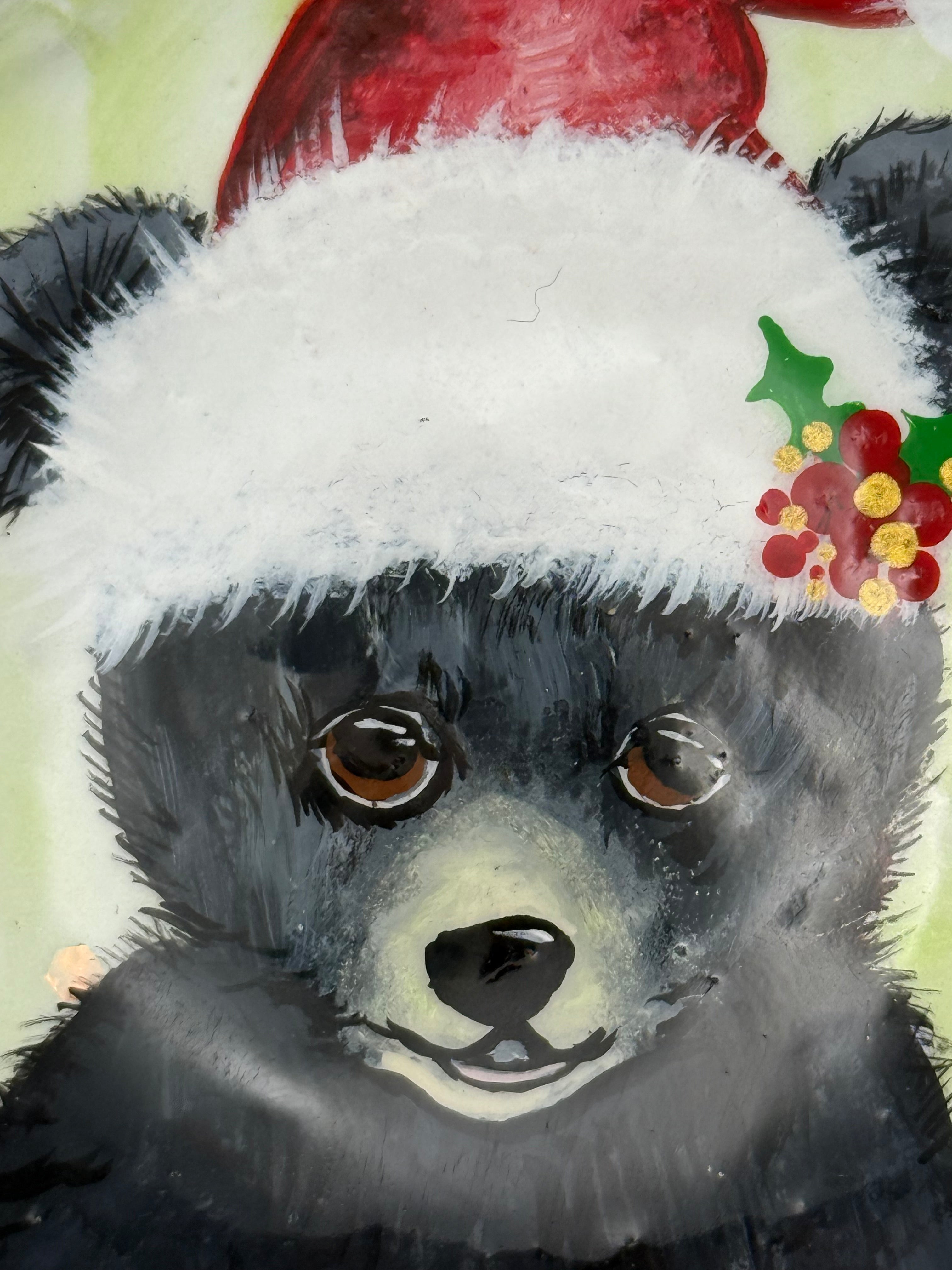 Festive Santa Bear - Hand Painted Medium Stone