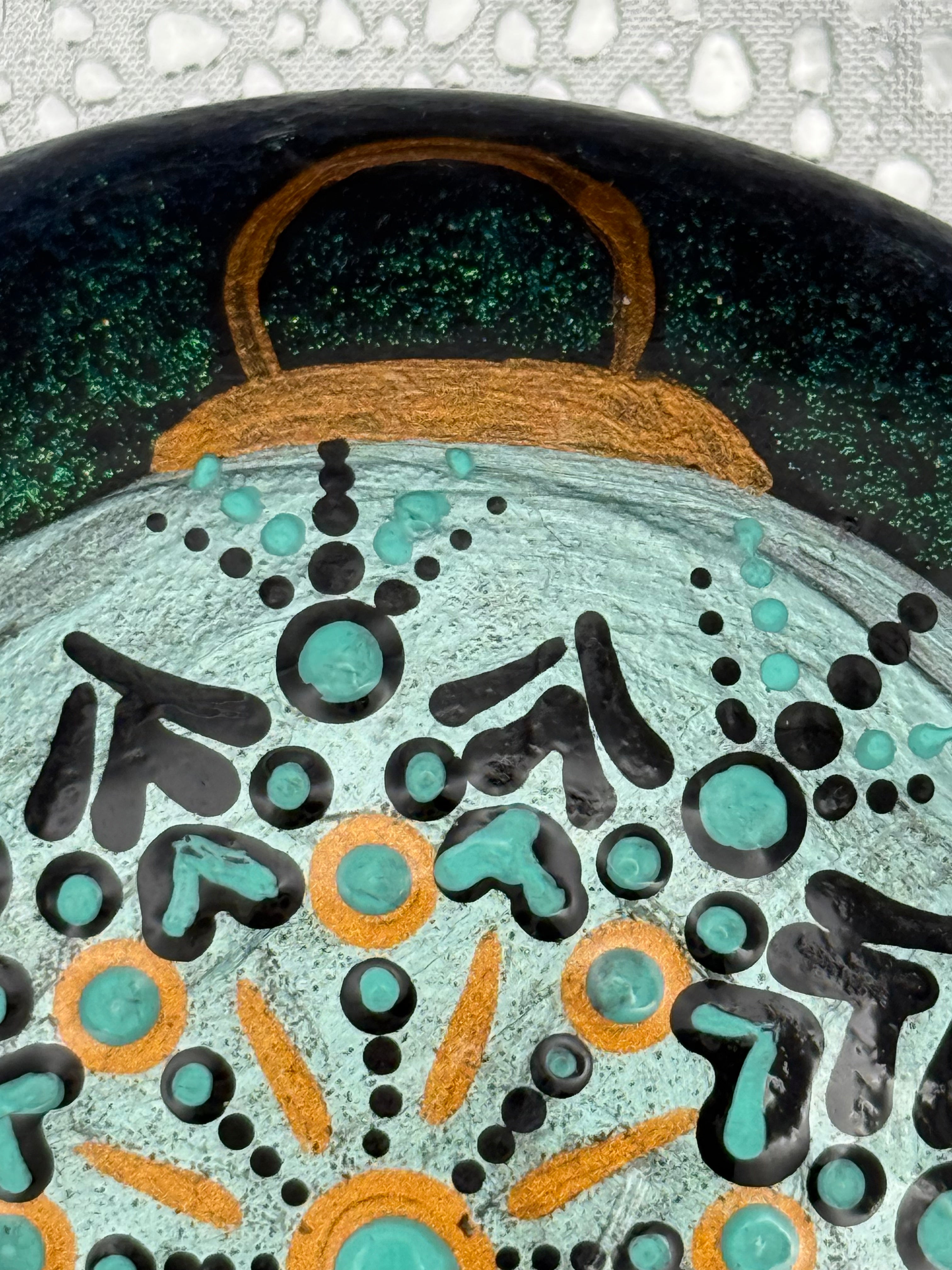 Winter Ornament Mandela Stone : Medium Hand-Painted Stone!