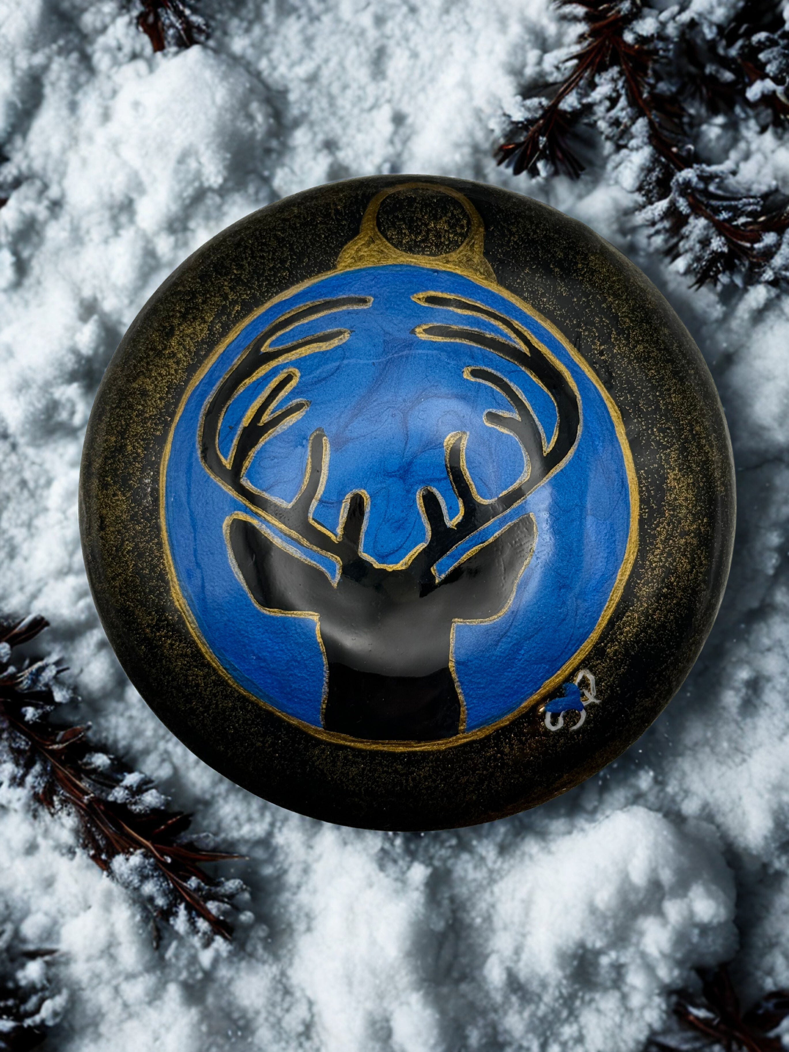 Hand Painted Deer Ornament Stone