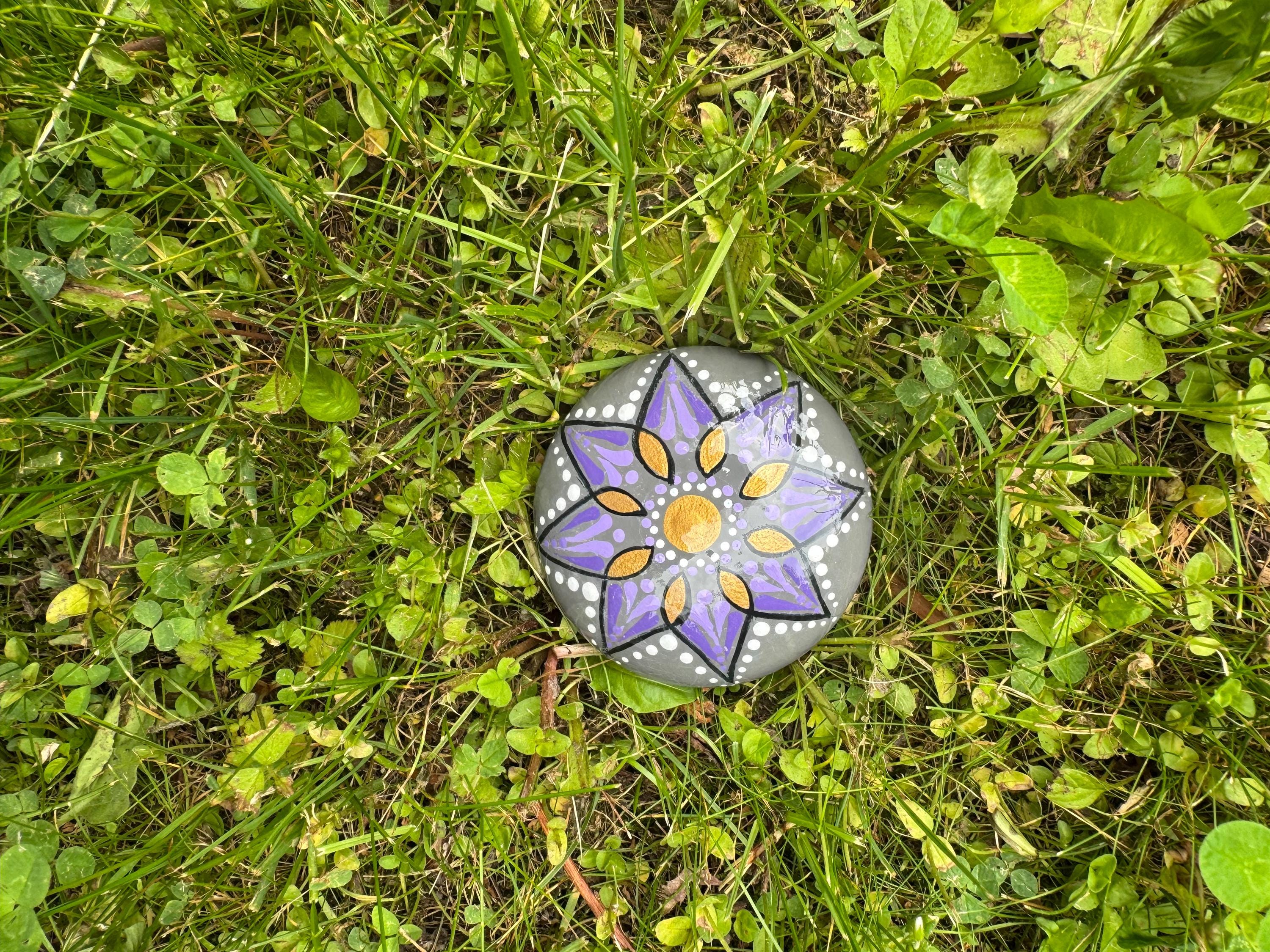 Purple Flower Mandela Stone