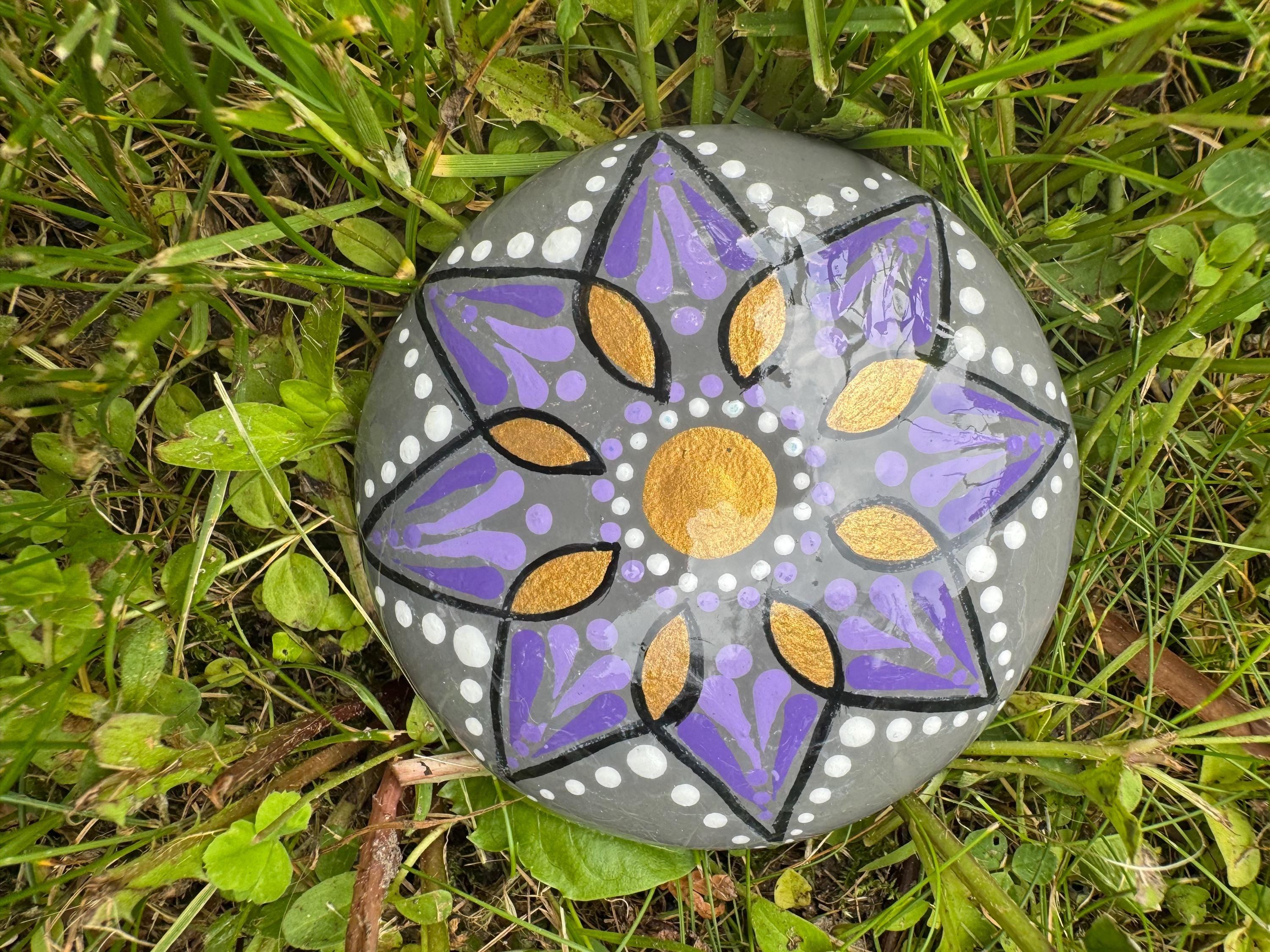 Purple Flower Mandela Stone