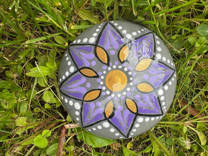 Purple Flower Mandela Stone