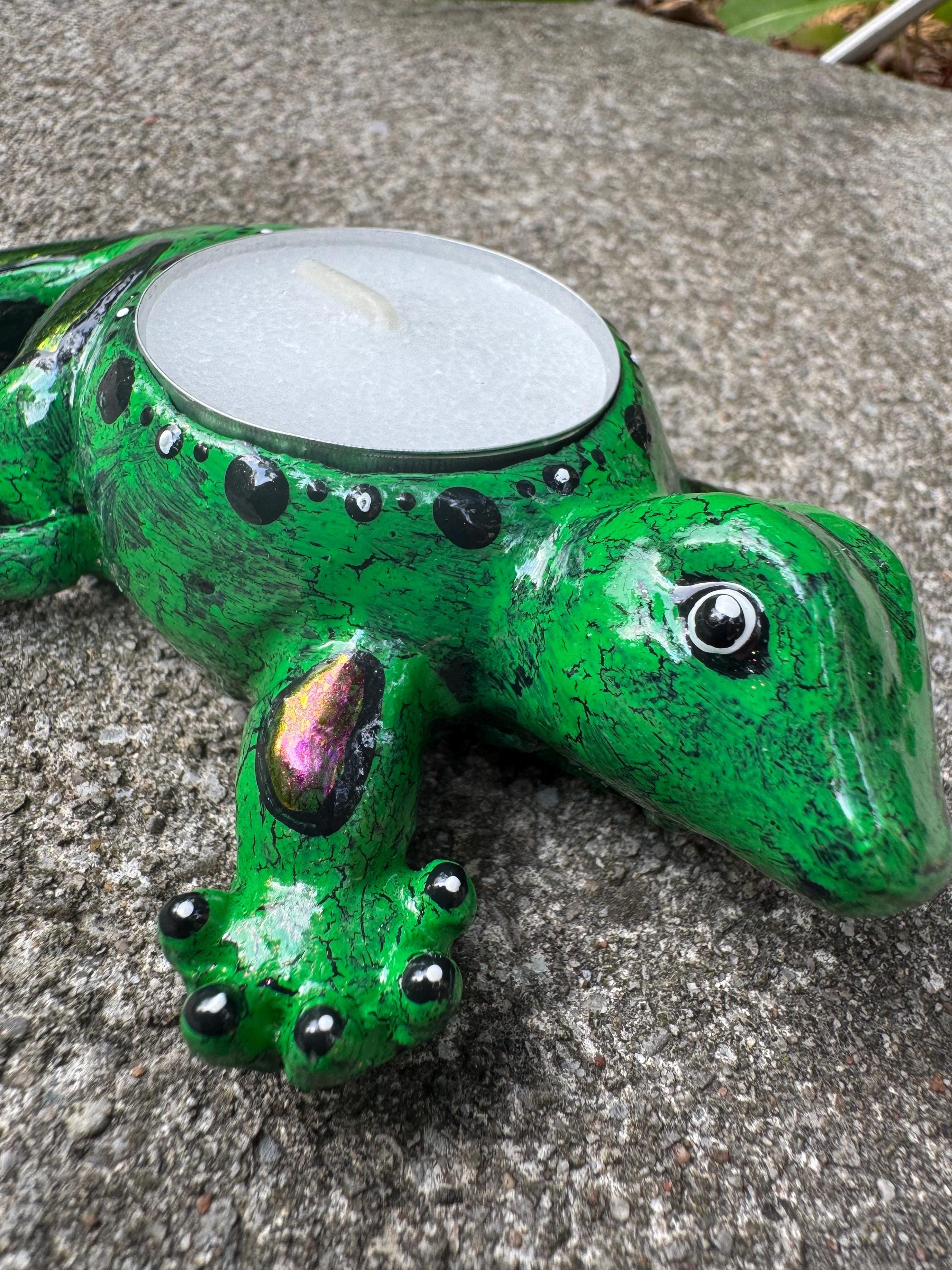 Green Crackle Skink Tealight