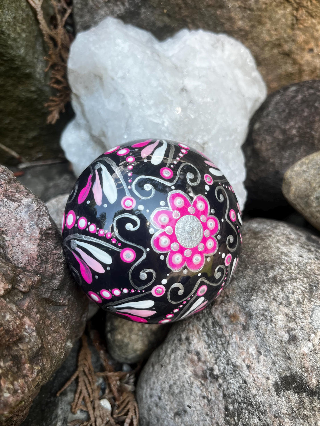 Chunky Round Pink Mandela Stone