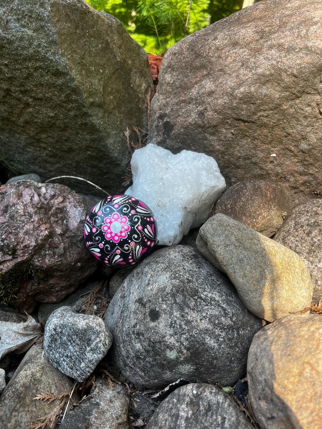 Chunky Round Pink Mandela Stone