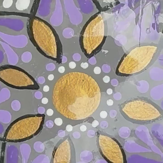 Purple Flower Mandela Stone