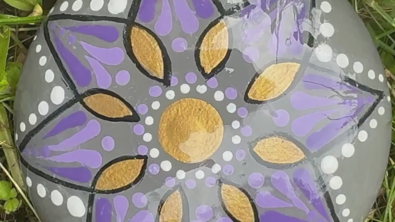 Purple Flower Mandela Stone