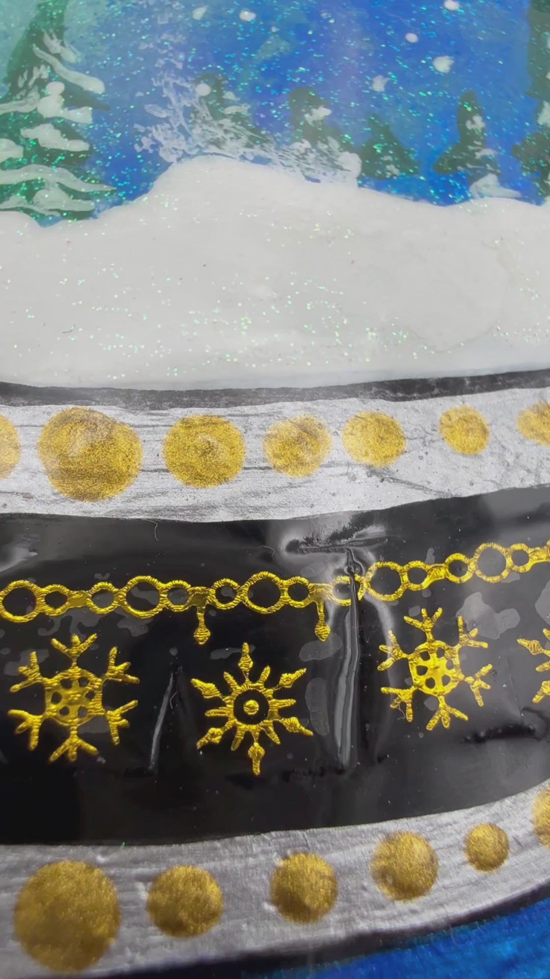 Christmas Snow Globe Scene on Cement | Winter Art Stone