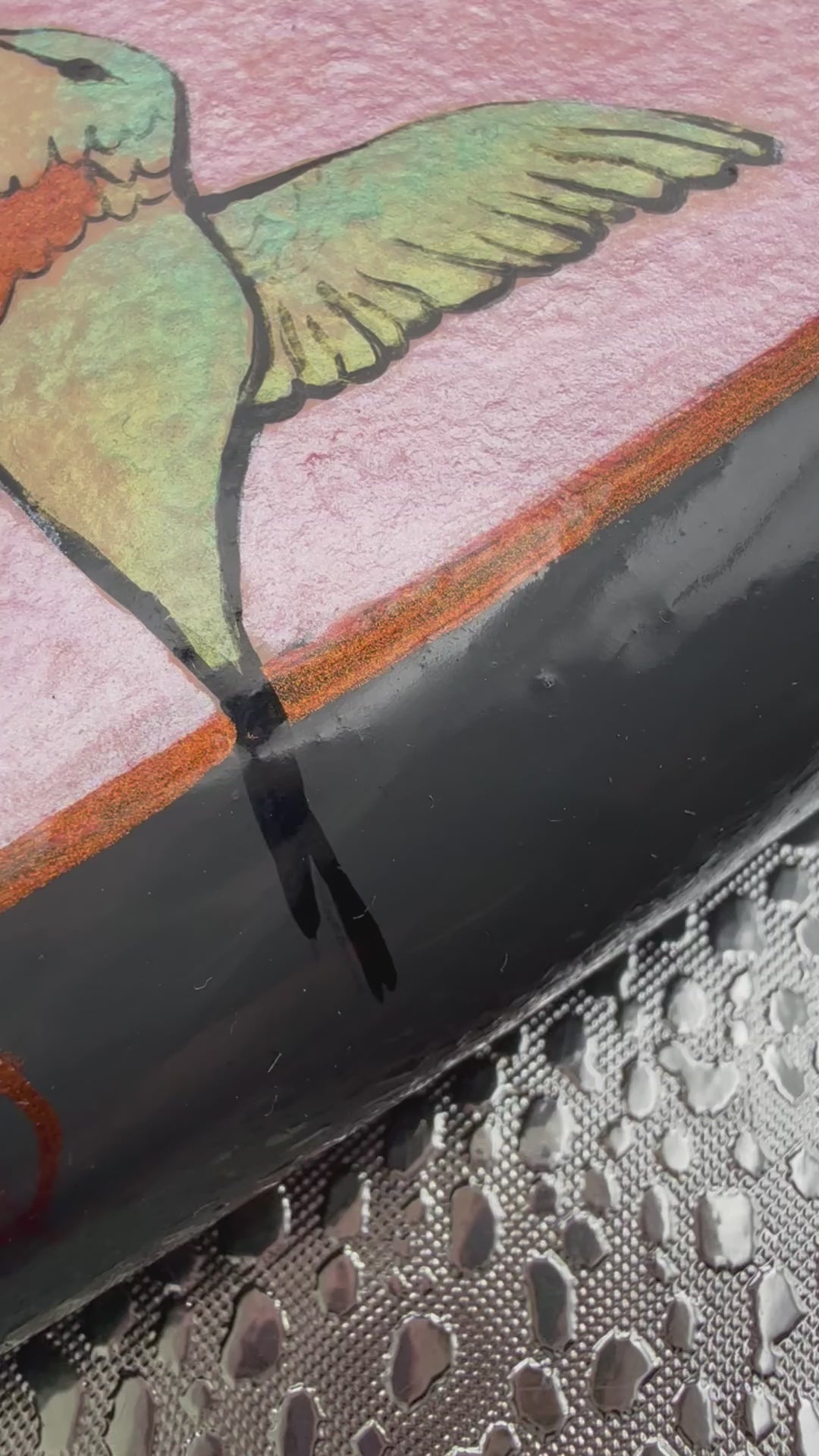 Hummingbird & Flower Cement Heart – Hand-Poured, Hand-Painted Keepsake