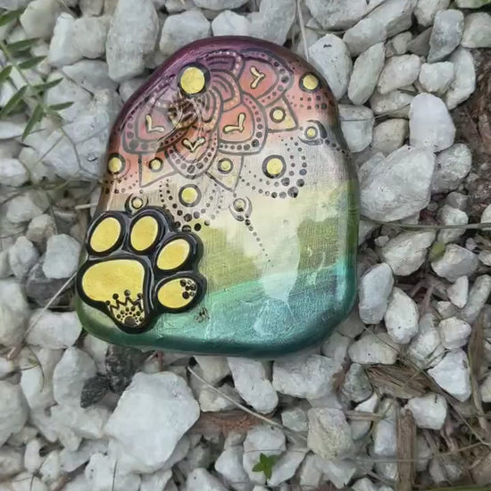 Rainbow Mandela Bear Paw Stone