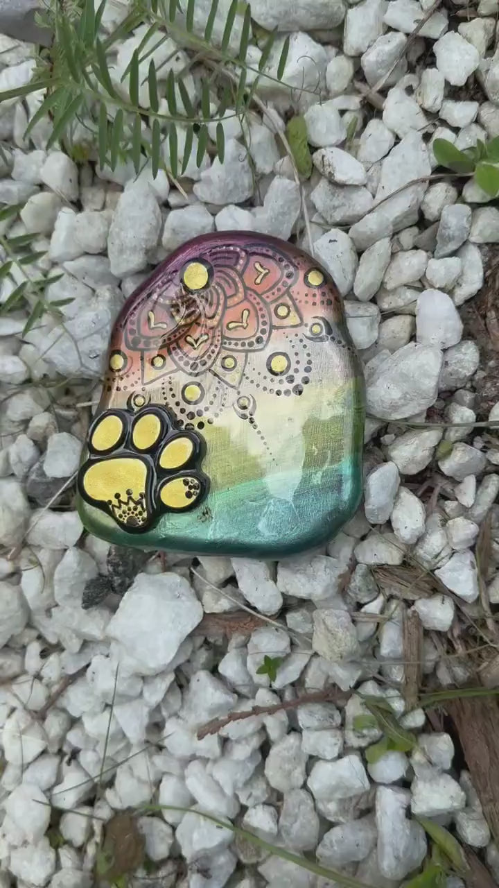 Rainbow Mandela Bear Paw Stone