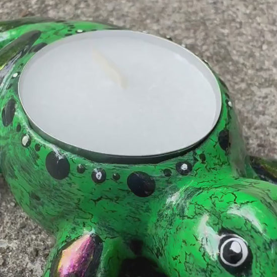 Green Crackle Skink Tealight