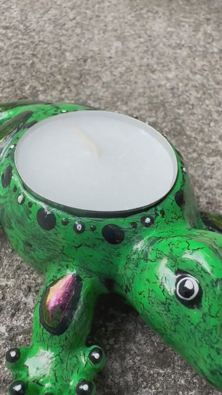 Green Crackle Skink Tealight