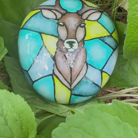 Stained Glass Deer Stone